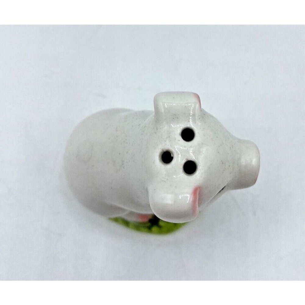 Ceramic Pig Piglet Salt Shaker Figurine Farmhouse White Green Pink Farm Animal - Picture 5 of 11